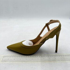 Olive Women's Pointed Toe D'Orsay High Heel Slingback Pumps